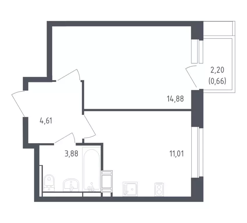 1-комнатная квартира: деревня Юрлово, ЖК Пятницкие Луга, к2/2 (34.8 м) - Фото 1