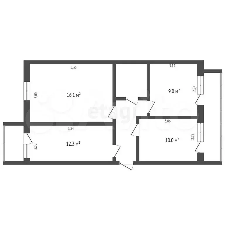 3-к. квартира, 57 м, 8/9 эт. - Фото 0