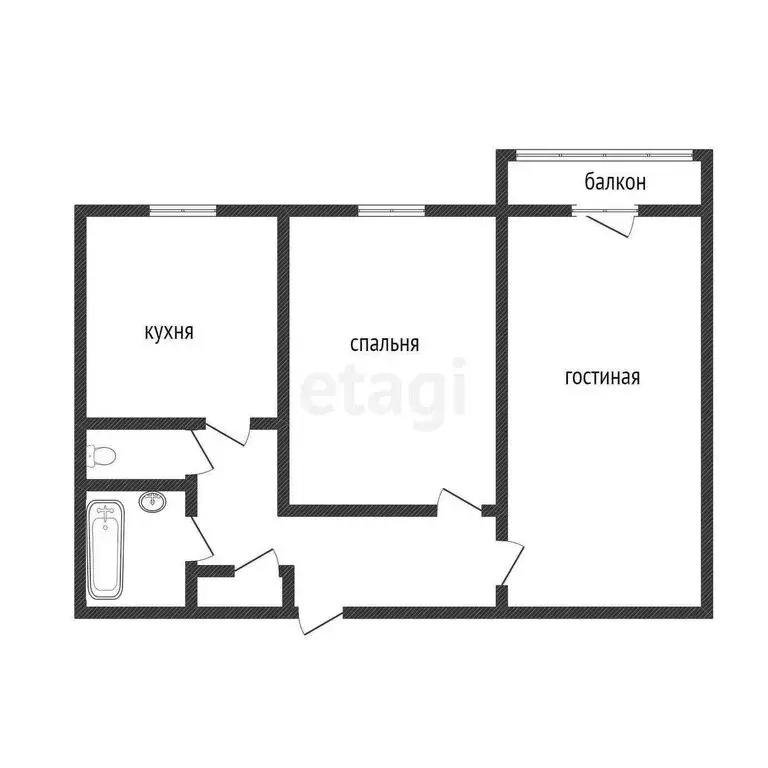 2-комнатная квартира: Миасс, улица Нахимова, 16 (51.7 м) - Фото 1