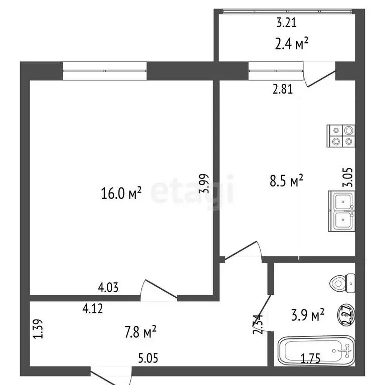 1-комнатная квартира: Стерлитамак, улица Николаева, 24 (36.2 м) - Фото 1