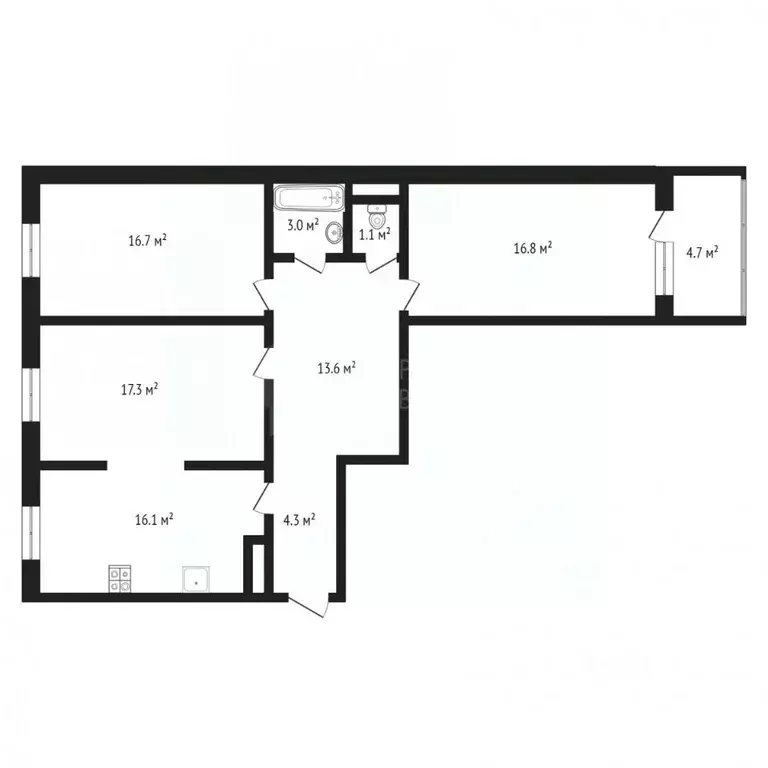 3-к кв. Тюменская область, Тюмень Микрорайон мыс, ул. Судоремонтная, ... - Фото 1