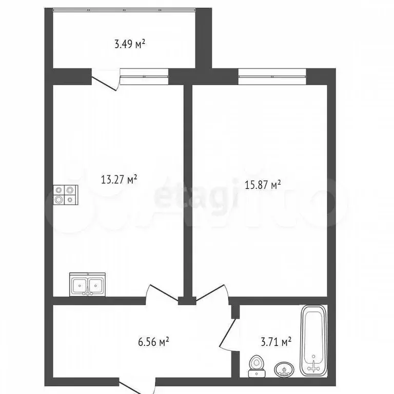 1-к. квартира, 40 м, 5/9 эт. - Фото 0