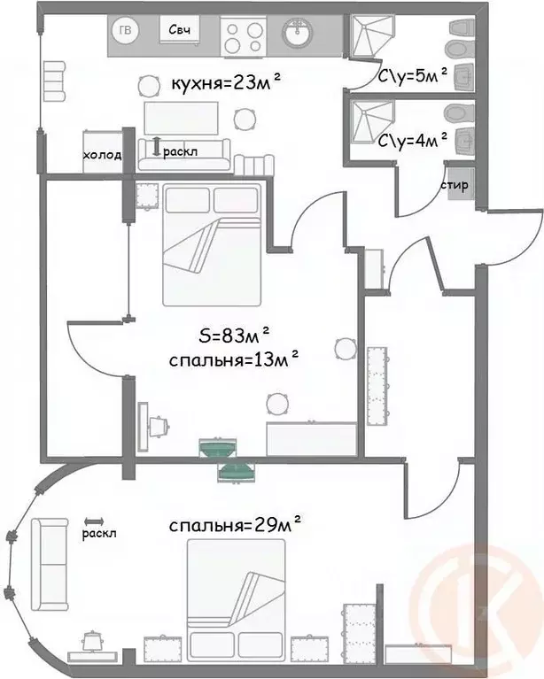 2-к кв. Крым, Евпатория ул. Московская, 22В (80.2 м) - Фото 1