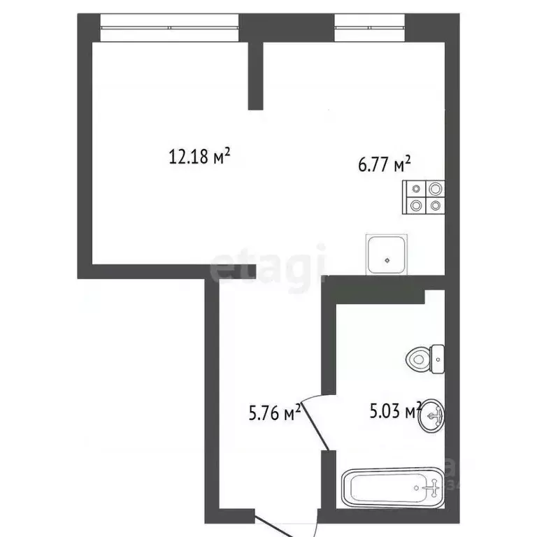 1-к кв. Тюменская область, Тюмень Полевая ул., 108 (29.8 м) - Фото 2