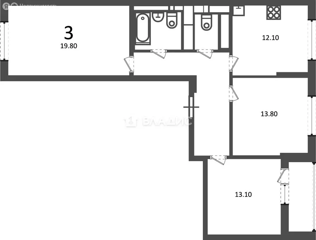 3-комнатная квартира: Москва, Кусковская улица, 12/1 (76.4 м) - Фото 1
