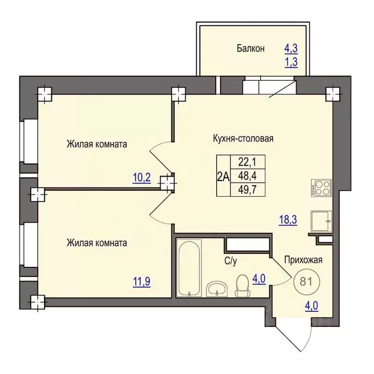 2-к кв. Псковская область, Псковский район, Завеличенская волость, д. ... - Фото 1