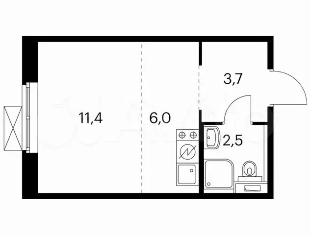 Квартира-студия, 23,7 м, 4/9 эт. - Фото 0