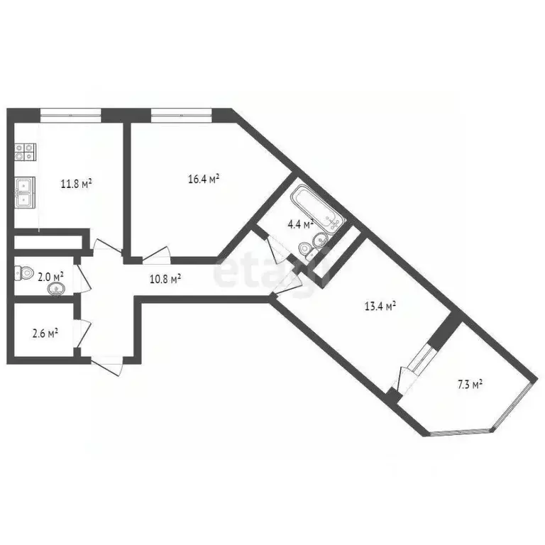 2-к кв. Московская область, Одинцово ул. Сколковская, 3В (69.0 м) - Фото 1