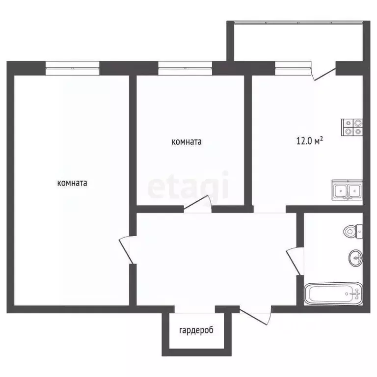 2-к кв. Владимирская область, Муром ул. 3-я Новослободская, 7 (54.9 м) - Фото 2