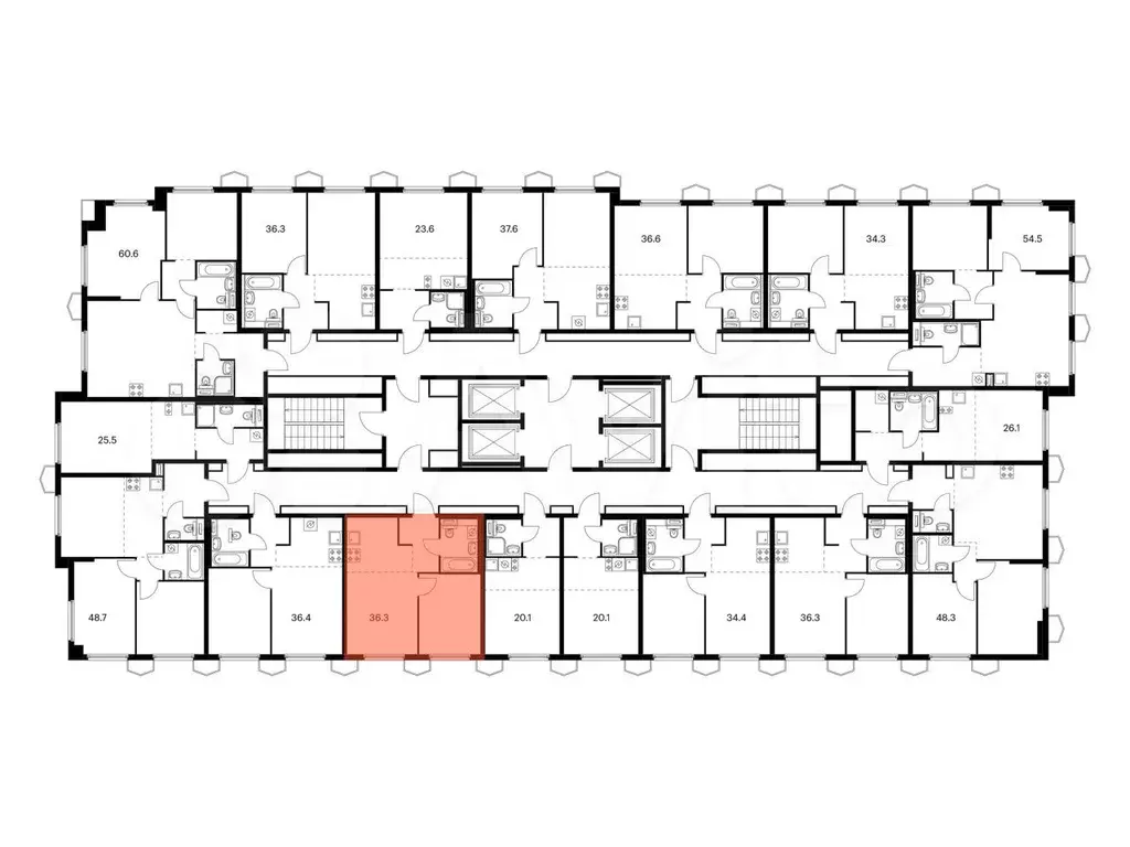 1-к. квартира, 36,3 м, 24/24 эт. - Фото 1