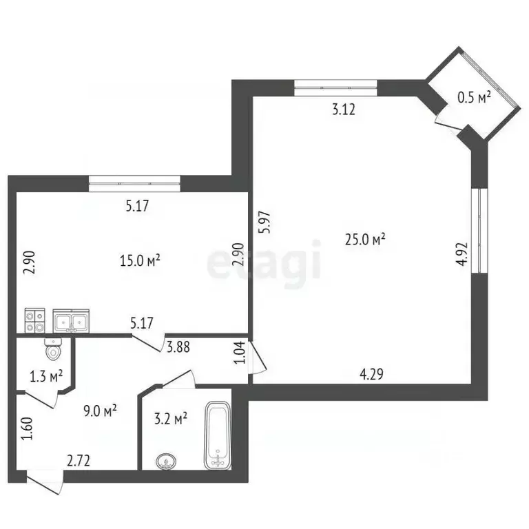 1-к кв. Санкт-Петербург ул. Композиторов, 10 (53.5 м) - Фото 1