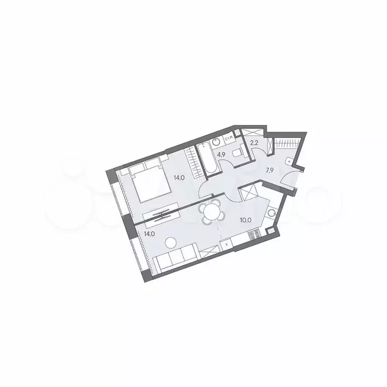 2-к. квартира, 53 м, 22/31 эт. - Фото 0