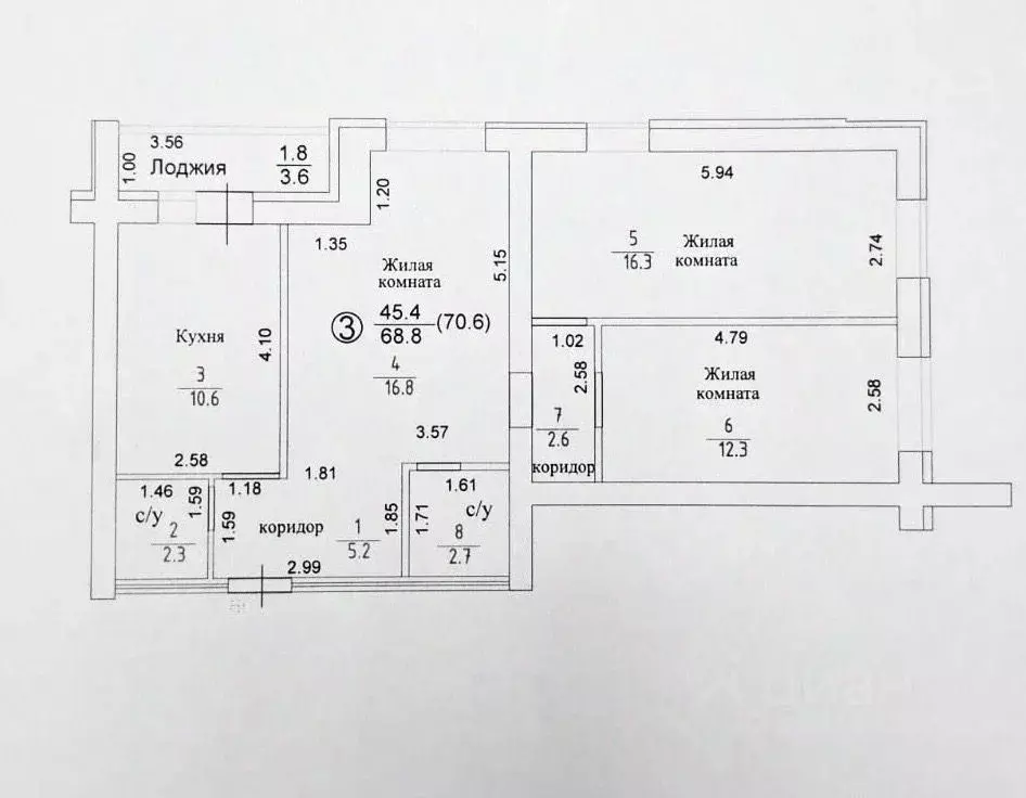 3-к кв. Кировская область, Киров ул. Энтузиастов, 19А (70.6 м) - Фото 1