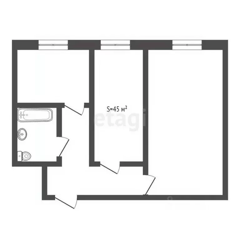 2-к кв. Брянская область, Дятьково ул. Ленина, 208 (45.0 м) - Фото 2