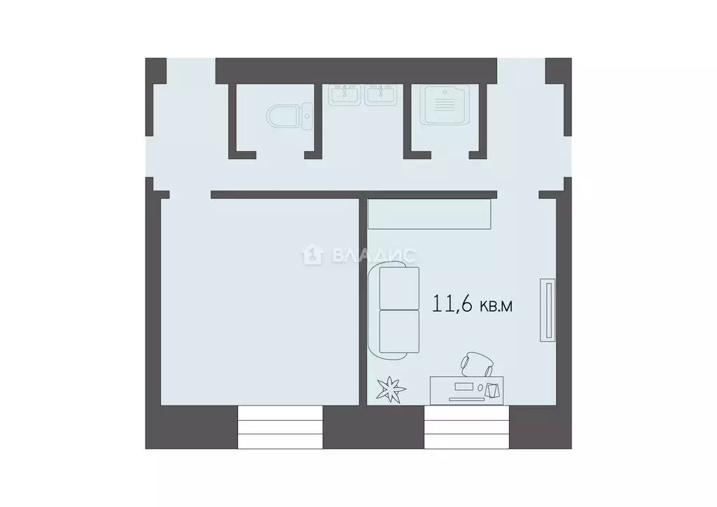 1к в 4-комнатной квартире (11.6 м) - Фото 2