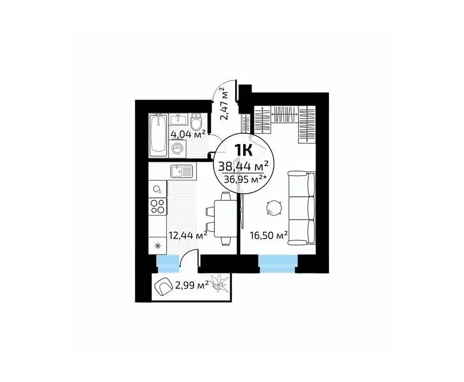 1-к кв. Самарская область, Самара пос. Мехзавод, 1-й кв-л, 50 (38.44 ... - Фото 1