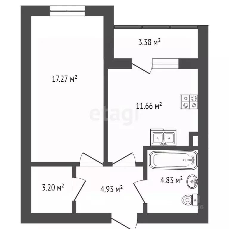 1-к кв. Калининградская область, Зеленоградск ул. Приморская, 31 (43.6 ... - Фото 2