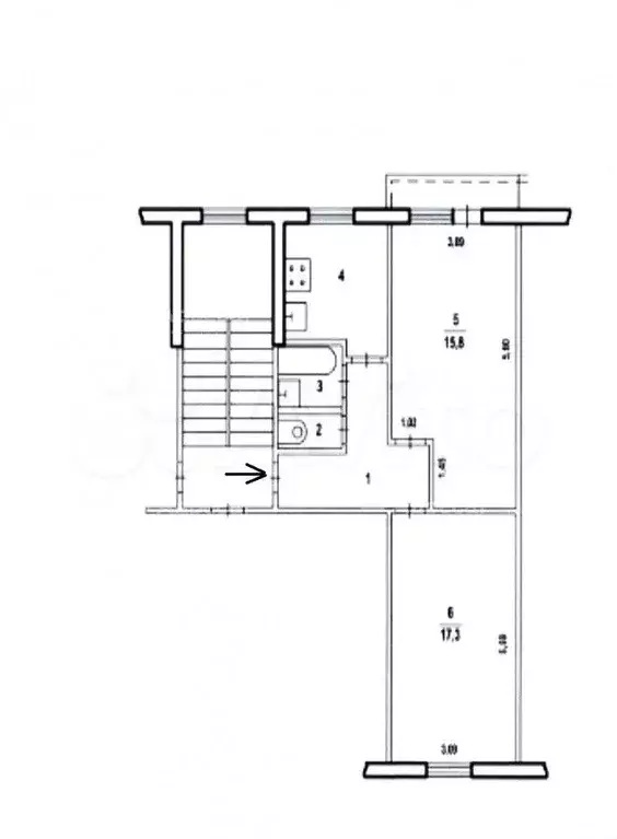 2-к. квартира, 47,5 м, 5/5 эт. - Фото 0