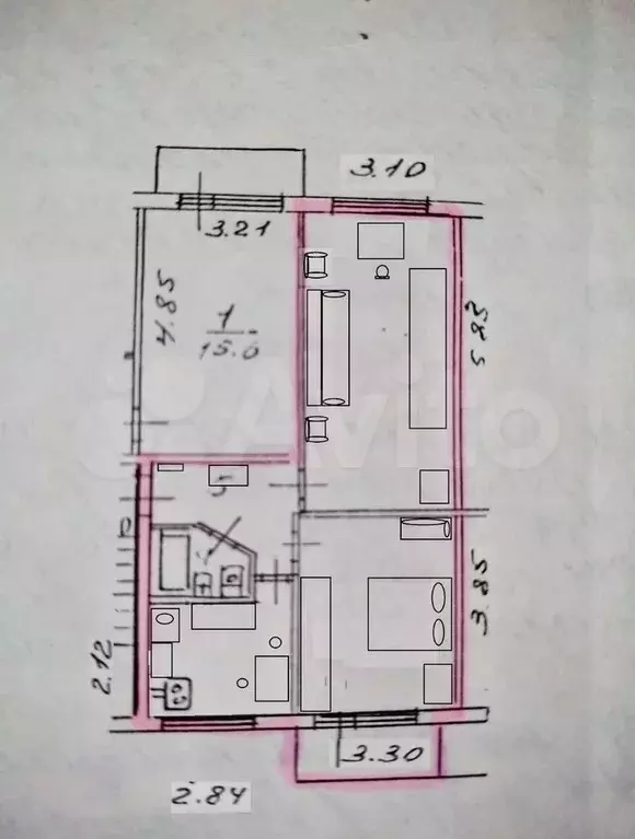 2-к. квартира, 45 м, 5/5 эт. - Фото 0