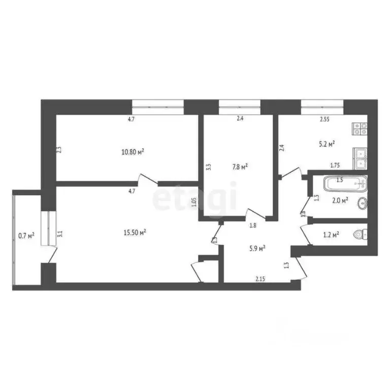 3-к кв. Мордовия, Саранск ул. Терешковой, 22 (49.1 м) - Фото 1