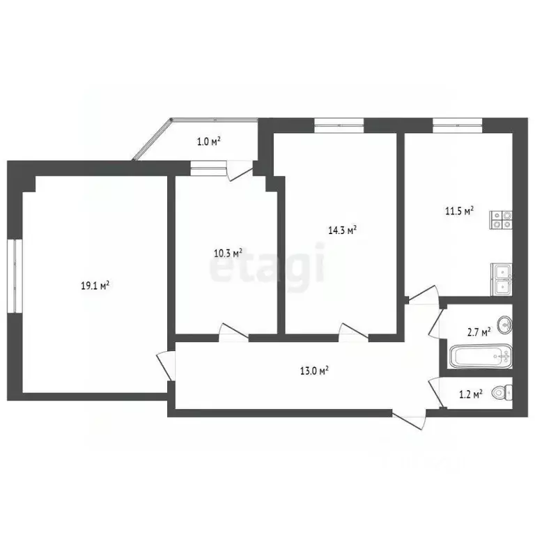 3-к кв. Ямало-Ненецкий АО, Новый Уренгой Сибирская ул., 85 (71.7 м) - Фото 2