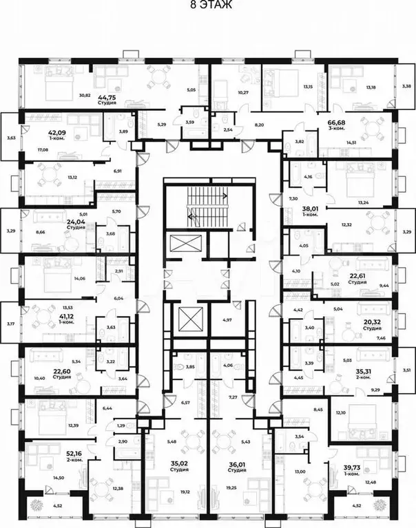 2-к. квартира, 35,3м, 8/10эт. - Фото 1