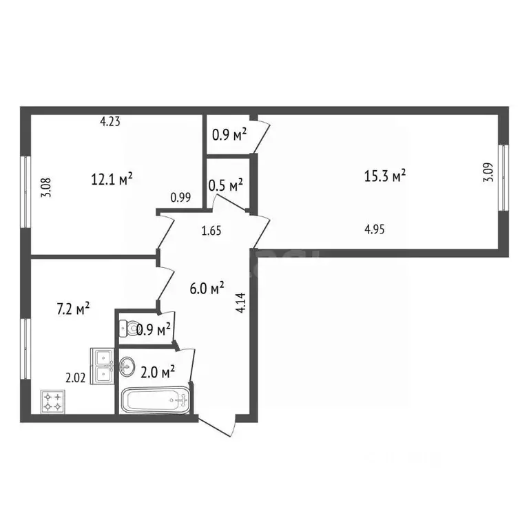 2-к кв. Санкт-Петербург ул. Стойкости, 14К2 (44.9 м) - Фото 2