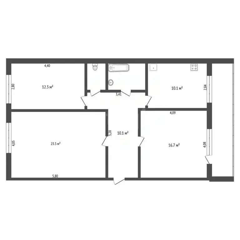 3-к кв. Амурская область, Благовещенск ул. Горького, 42 (82.9 м) - Фото 0