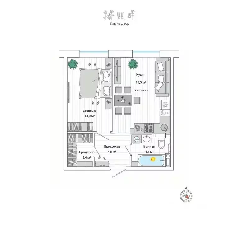 2-к кв. Приморский край, Владивосток ул. Нейбута (42.5 м) - Фото 1