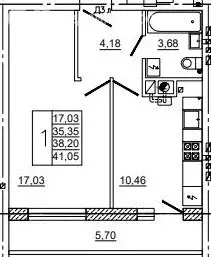 1-комнатная квартира: Смоленск, улица Нахимова, 23А (41.1 м) - Фото 1