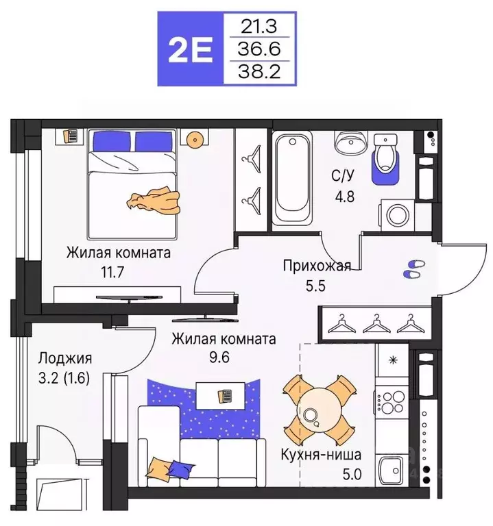 2-к кв. Пермский край, Пермь ул. Карла Модераха, 7 (38.2 м) - Фото 1