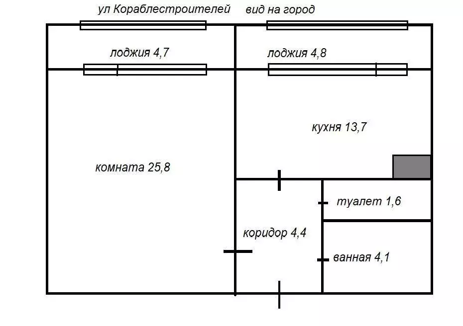 1-к кв. Санкт-Петербург ул. Кораблестроителей, 32К1 (49.0 м) - Фото 1