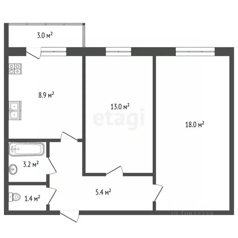 2-к кв. Башкортостан, Стерлитамак ул. Суворова, 6 (50.0 м) - Фото 1