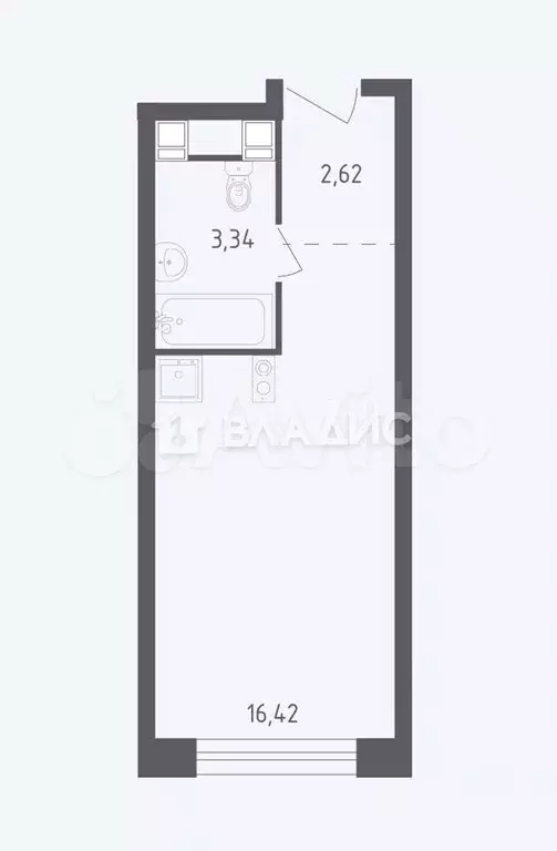 Апартаменты-студия, 22,6 м, 5/28 эт. - Фото 0