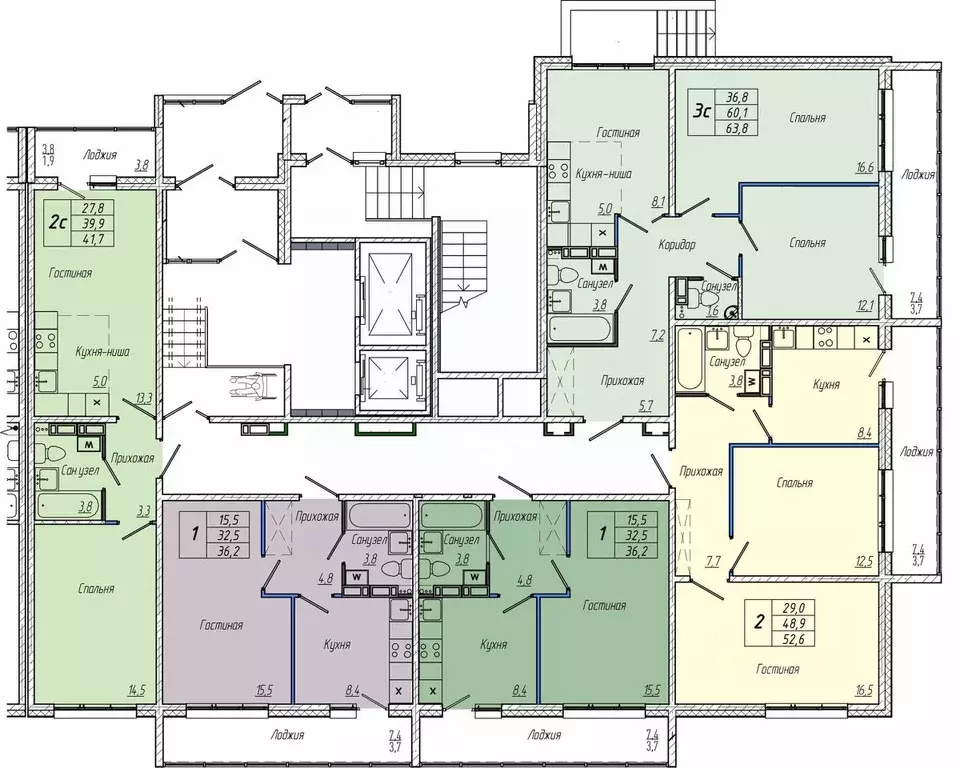 2-к кв. Кемеровская область, Кемерово просп. Притомский, 30Б (52.6 м) - Фото 2
