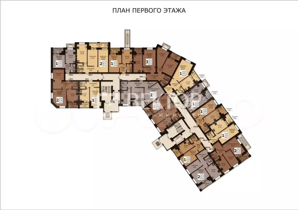 1-к. квартира, 46,5 м, 1/6 эт. - Фото 1