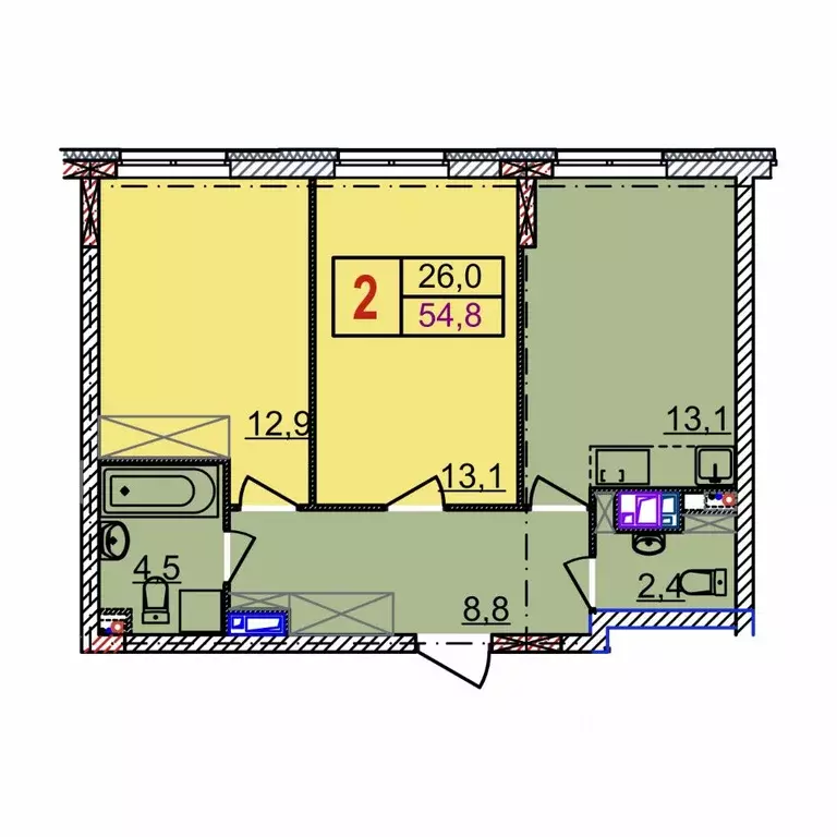 2-к кв. Нижегородская область, Нижний Новгород Квартет жилой комплекс ... - Фото 2