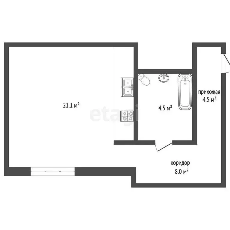 Квартира-студия: Якутск, улица Жорницкого, 7/21 (38.1 м) - Фото 0