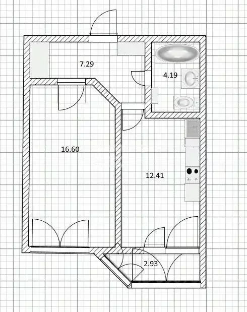 1-к кв. Брянская область, Брянск ул. 3 Июля, 7 (44.1 м) - Фото 1