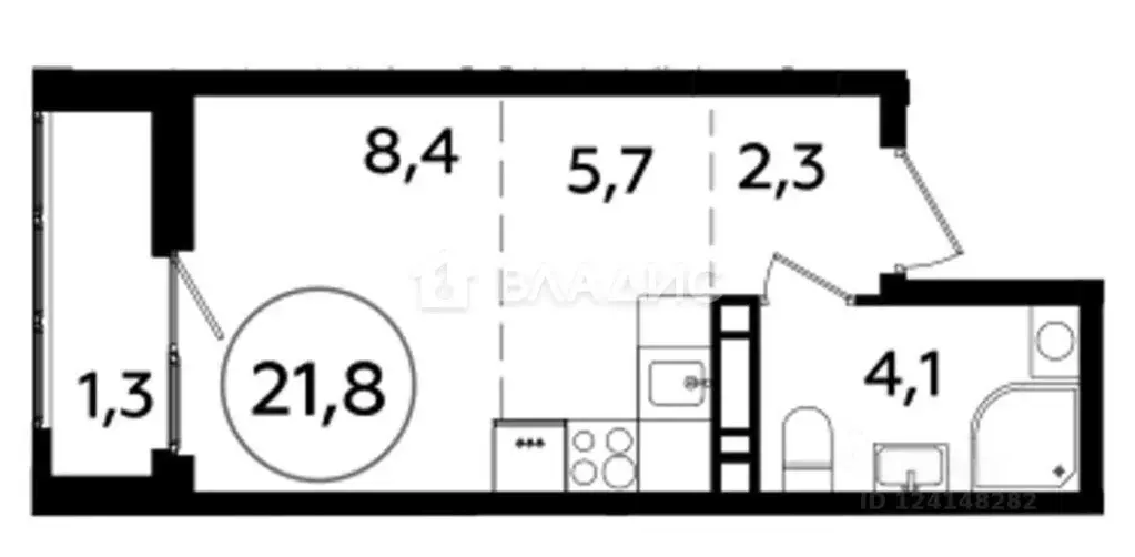 Студия Москва Бартеневская ул., 18к2 (21.8 м) - Фото 2