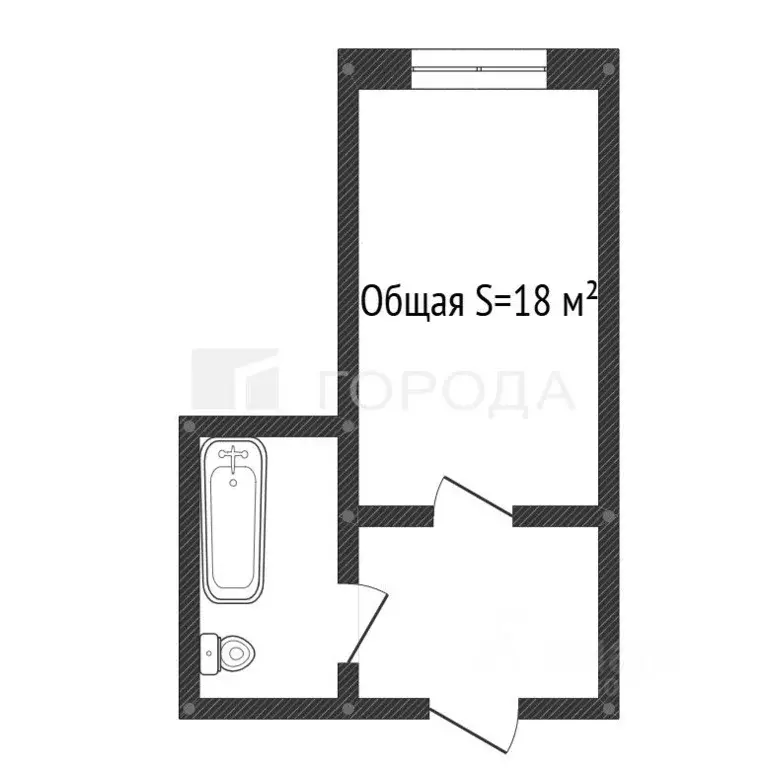Студия Кемеровская область, Новокузнецк ул. Кузнецова, 2 (18.0 м) - Фото 1