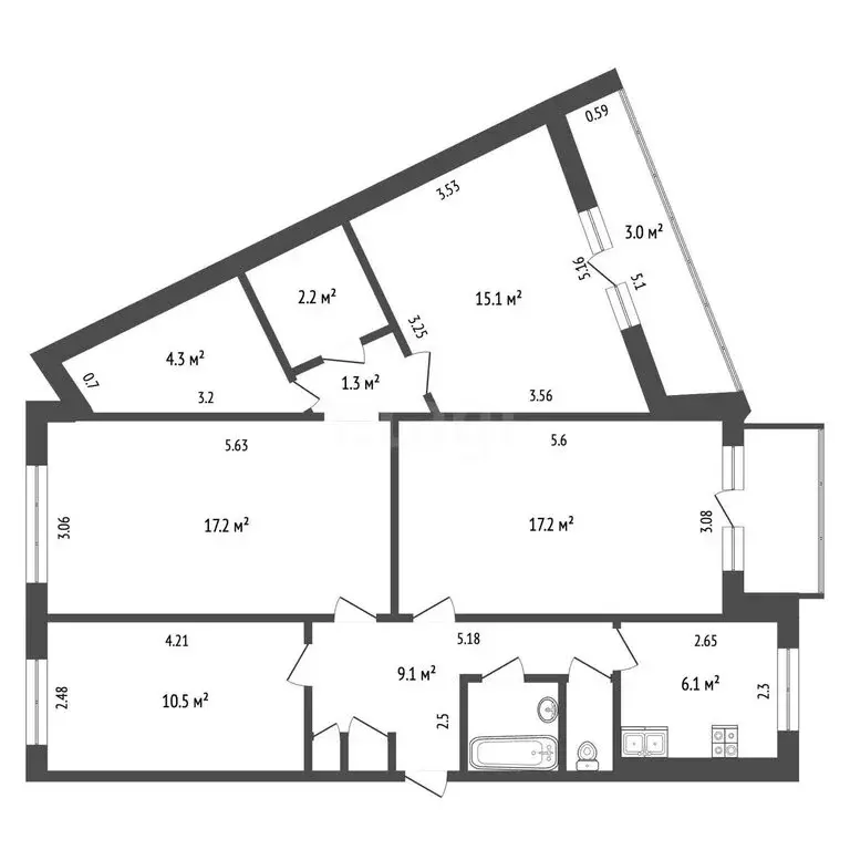 4-комнатная квартира: Челябинск, улица Захаренко, 2 (86.5 м) - Фото 1