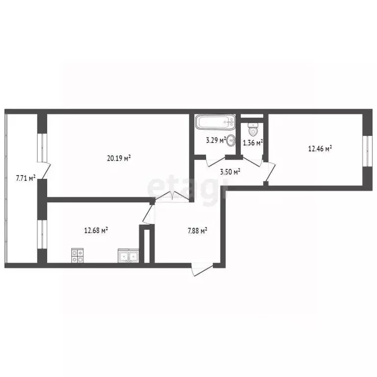 2-к кв. Томская область, Томск Солнечный мкр, ул. Герасименко, 3/16 ... - Фото 2