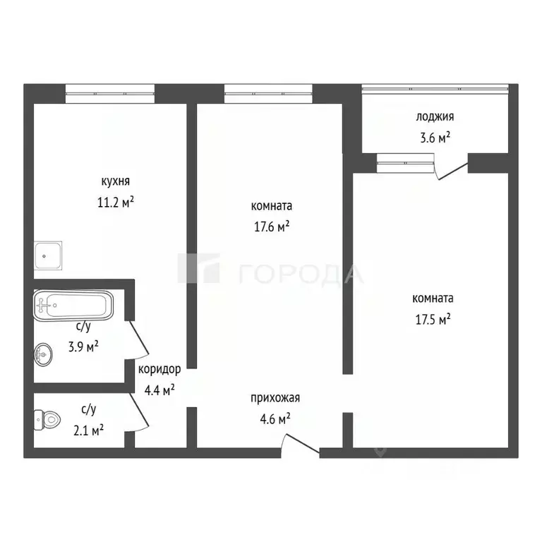 2-к кв. Алтайский край, Барнаул ул. 6-я Нагорная, 15Вк4 (61.3 м) - Фото 2
