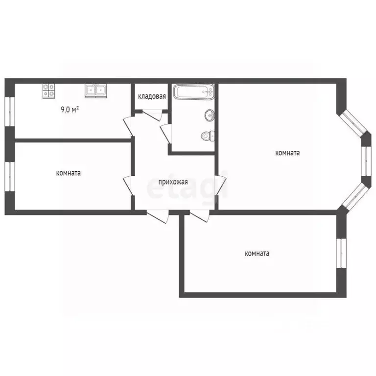 3-к кв. Костромская область, Нерехта ул. 1-я Рабочая, 6 (79.1 м) - Фото 2