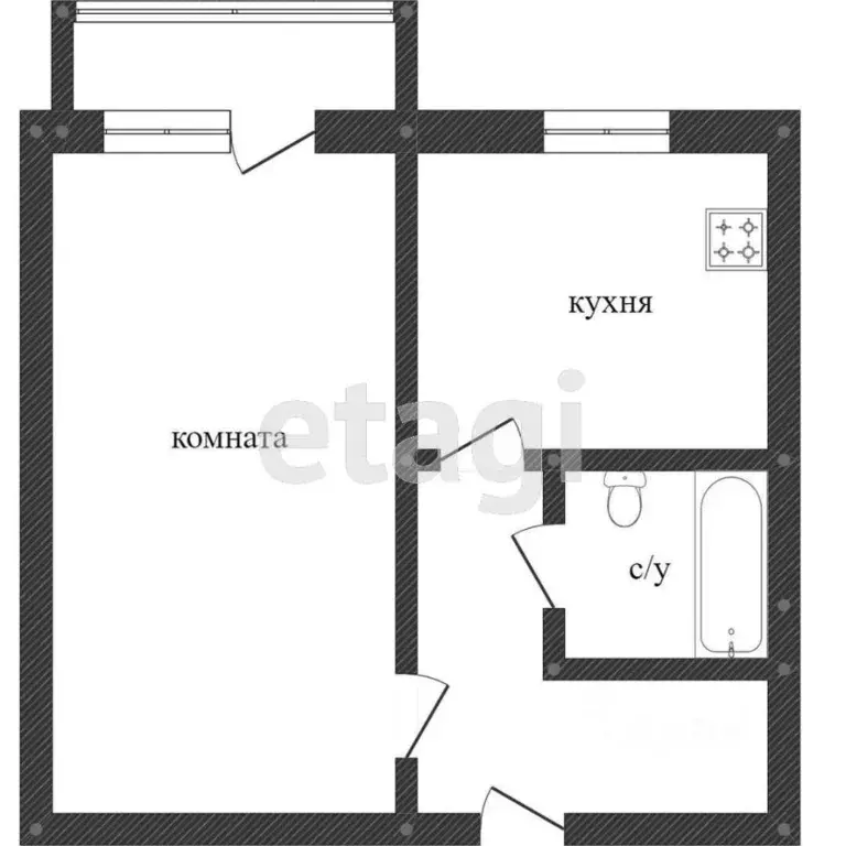 1-к кв. Ханты-Мансийский АО, Сургут ул. Энтузиастов, 69 (29.9 м) - Фото 2