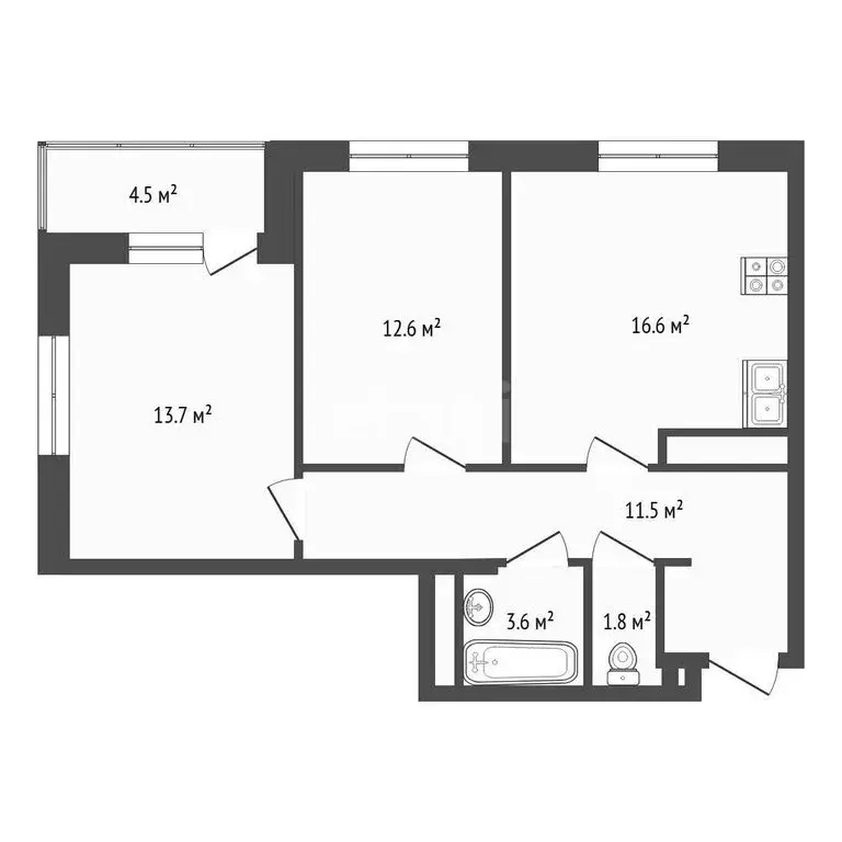2-комнатная квартира: Тюмень, улица Мельникайте, 2к17 (59 м) - Фото 1