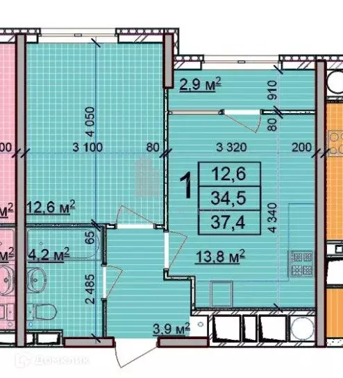 Продаётся 1-к квартира, 34.4 м - Фото 0
