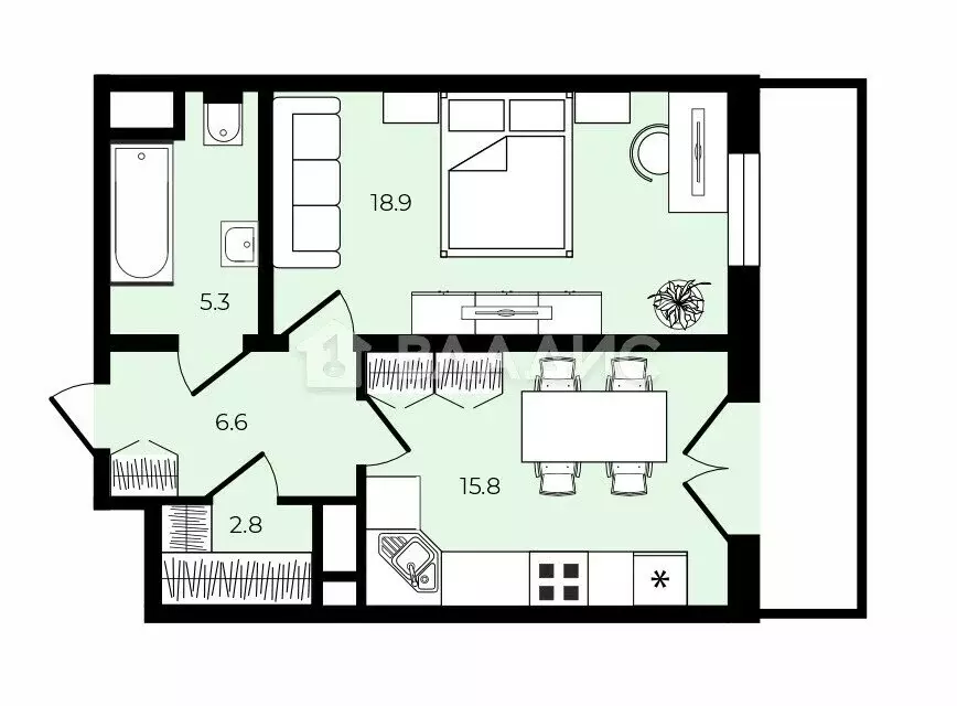 1-комнатная квартира: Санкт-Петербург, Исполкомская улица, 17 (49.4 м) - Фото 2