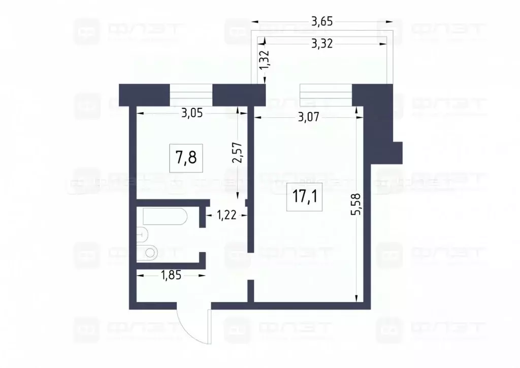 1-к кв. Татарстан, Казань ул. Абсалямова, 18 (37.5 м) - Фото 1